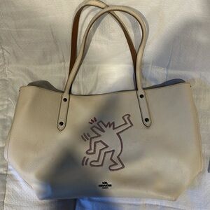 COACH Keith Haring Chalk Pebbled Leather Market Tote